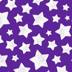 Star Pattern Distressed Stamped Purple and White, Cute Stars