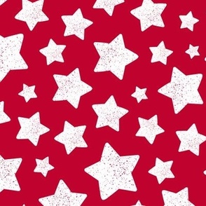 Star Pattern Distressed Stamped Red and White, Cute Stars