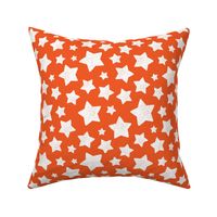 Star Pattern Distressed Stamped Bright Orange and White, Cute Stars