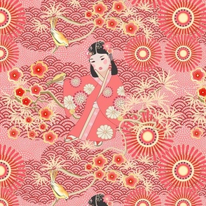 Kokeshi Doll Geisha, Japanese kimono