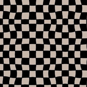 Mini Hand Drawn Small Checkerboard Pattern (black/tan)