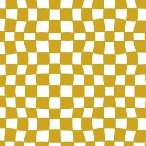 Mini Hand Drawn Small Checkerboard Pattern (mustard yellow/white)