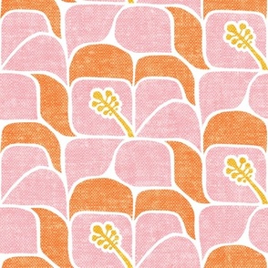 Tropical Hibiscus - pink & orange - Geometric - LAD23