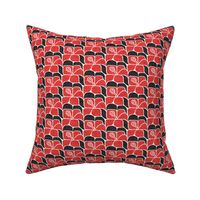 (small scale) Tropical Hibiscus - black & red - Geometric - LAD23