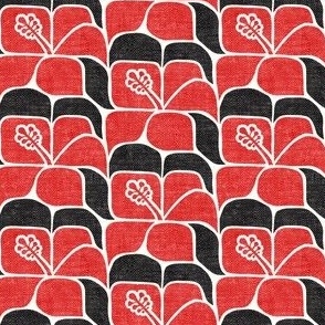(small scale) Tropical Hibiscus - black & red - Geometric - LAD23