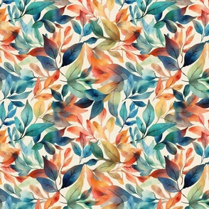 Graceful Leaf Watercolor Pattern in Bold Colors (12)