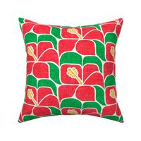 Tropical Hibiscus - red & green - Geometric - LAD23