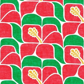 Tropical Hibiscus - red & green - Geometric - LAD23
