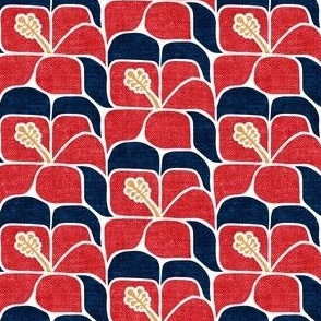 (small scale) Tropical Hibiscus - red & navy - Geometric - LAD23