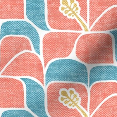 Tropical Hibiscus - summer blue and pink - Geometric - LAD23