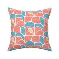 Tropical Hibiscus - summer blue and pink - Geometric - LAD23