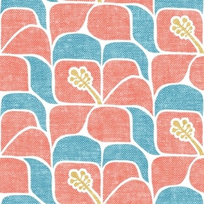 Tropical Hibiscus - summer blue and pink - Geometric - LAD23