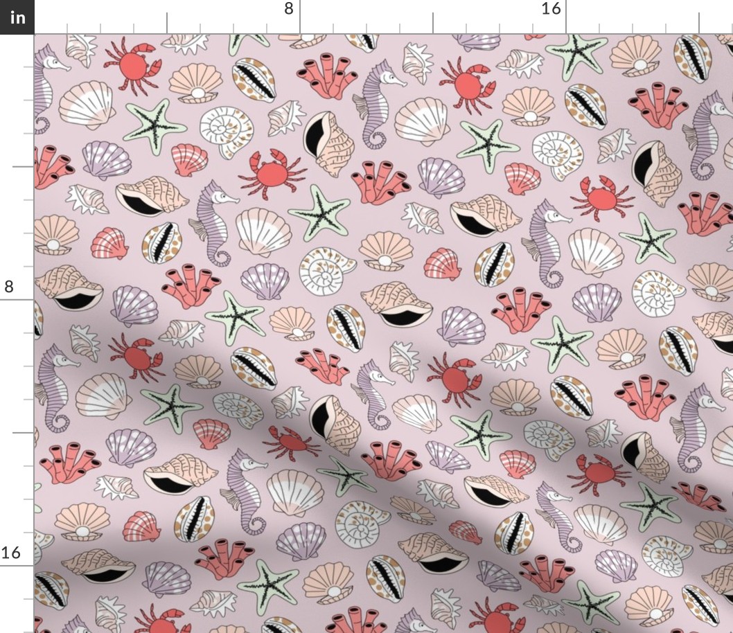 Tropical sea life coral and sea horses Fabric | Spoonflower