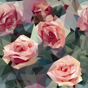 Abstract Geometric Blushing Pink Roses ATL_574