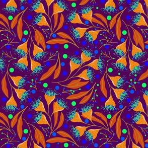 Fun Gumroot Eucalyptus Pattern | Orange Purple color palette