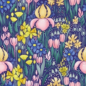 spring meadow of bulb flowers | dark purple