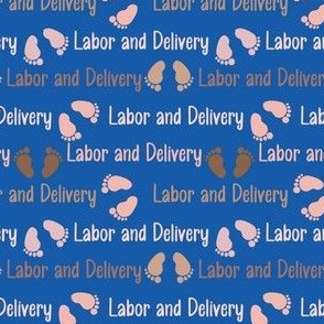 Labor and Delivery Footprints in  Neutral Tones on Denim 