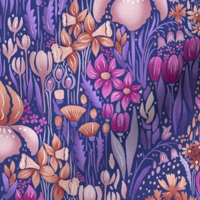 deep pink and purple | spring meadow of bulb flowers