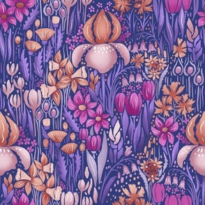 deep pink and purple | spring meadow of bulb flowers