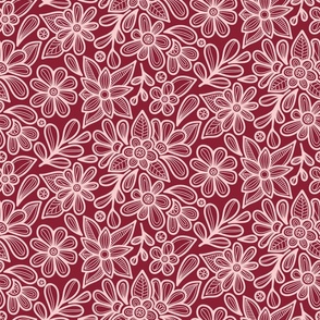 Doodle Floral - Red and Pink