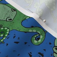 Under the Sea Octopus Garden // Green on Cobalt Blue