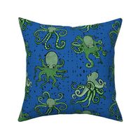 Under the Sea Octopus Garden // Green on Cobalt Blue