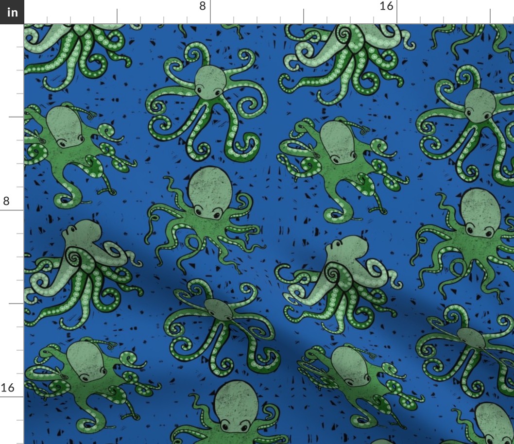 Under the Sea Octopus Garden // Green on Cobalt Blue