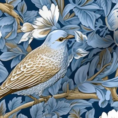 Sweetheart Birds - Blue -William Morris- Wallpaper  New 