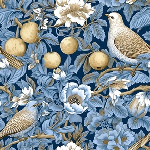 Sweetheart Birds - Blue -William Morris- Wallpaper  New 