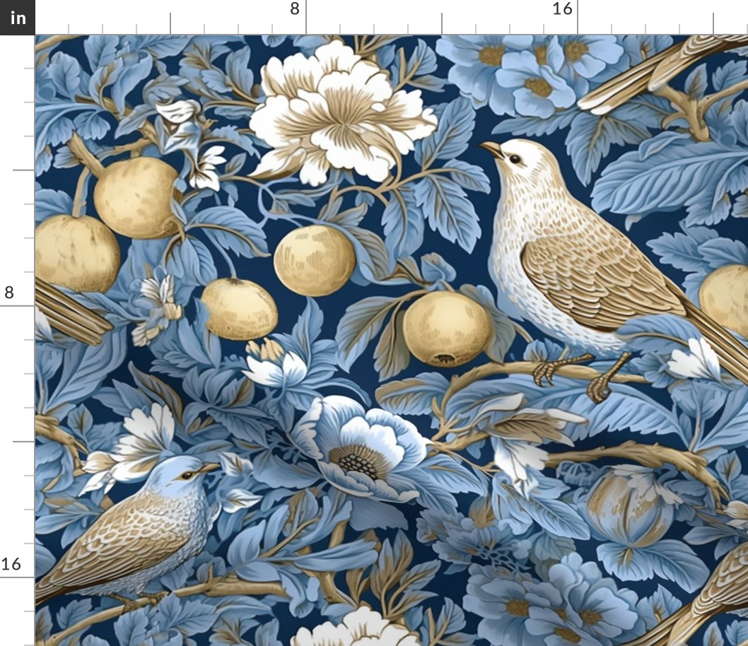 Sweetheart Birds - Blue -William Morris- Wallpaper  New 