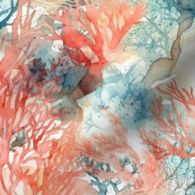 Coral Escape - Coral and Teal Watercolor