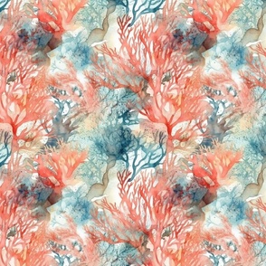 Coral Escape - Coral and Teal Watercolor