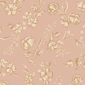 Boho Ditsy Florals - Pink Brown