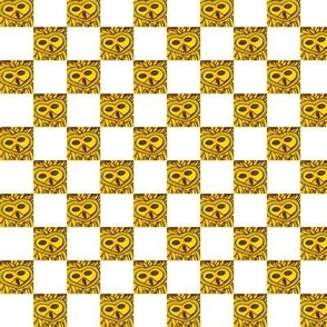 Owls' Faces Yellow- Gold  Abstract Pattern