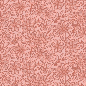 Doodle Floral Garden - Peach