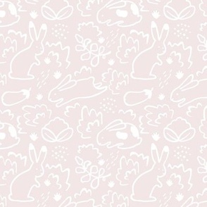 Baby Nursery Wallpaper - Garden Bunnies Pink and White