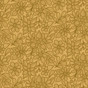 Doodle Floral Garden - Mustard