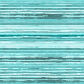 Loose Watercolor Stripes Turquoise Teal Horizontal