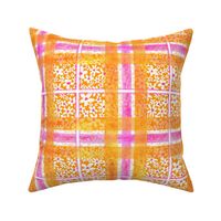 Orange and Pink Daisy Plaid