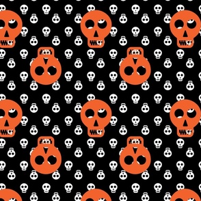 Halloween Skulls - Orange on White & Black