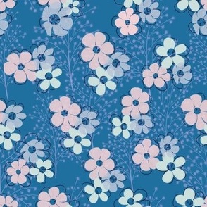 Blue sweet flowers with dandelions 