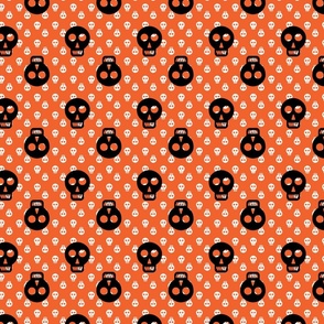 Halloween Skulls - Black on White & Orange