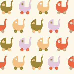 Wooden Strollers - Light Yellow - Red - Lavender - Baby Shower Nursery Wallpaper Prams Baby Buggy Baby Carriage Olive Green