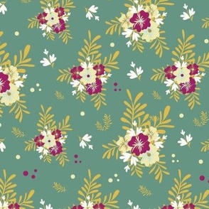 Floral collection in dark green and Raspberry flower// SPN12