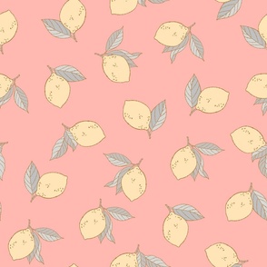 Yellow Lemons Pink Large