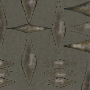 Rough Diamonds-gray-on dark olive with white overlay (large scale)