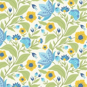 Indian Floral Yellow Blue Jumbo