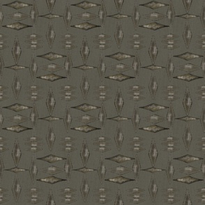 Rough Diamonds-gray on dark olive with white linen texture (small scale)
