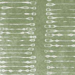 Linear Abstract -white on sage green with white texture (large scale)