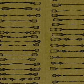 Linear Abstract -black on gold with gray linen texture (large scale)